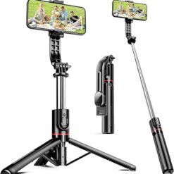 GadgetsWear Selfie Stick with Tripod Stand, Wireless Remote Extendable Portable 44 Inch Smartphone, Tripod Stand 360 Rotation, Selfie Stick for Mobile Phone, Compatible with iPhone,Android Smartphone