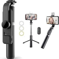 GadgetsWear Bluetooth Extendable Selfie Stick with Led Light, 104cm Selfie Stick for iPhone and Android Smartphone, Q02s Selfie Stick, Selfie Stand
