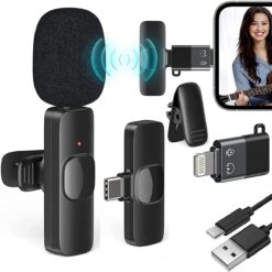 K8 Wireless Microphone for Youtubers Type-C & iphone Support, Best Vlogging mini Lapel Cordless Collar Mic for YouTube Channel, Singing, Noise Cancellation Recording (6 Months Warranty)