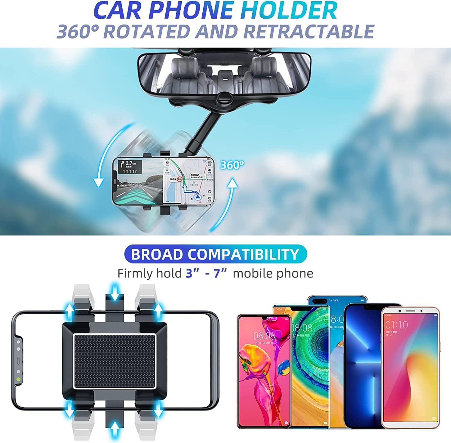360 Rotatable and Retractable Car Phone Holder Multifunctional - Image 9