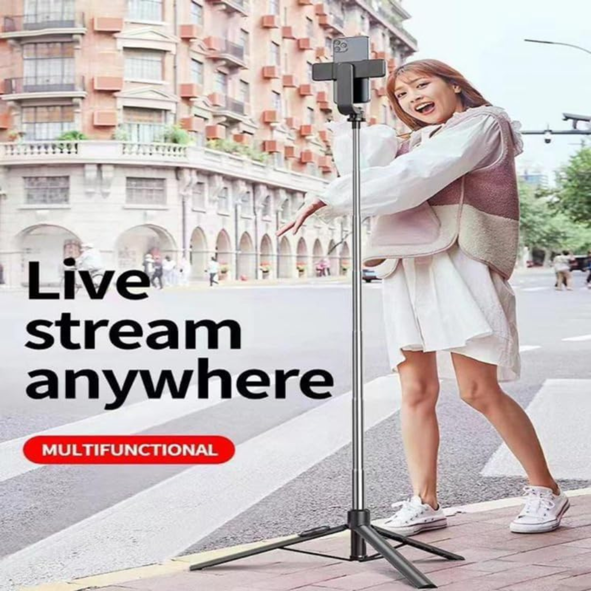 Y17 Selfie Stick with Tripod (6 Months Extended Warranty), Bluetooth Selfie Stick Tripod - Image 6