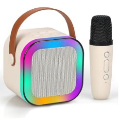 GADGETSWEAR Portable Wireless Bluetooth Speaker with LED Light Show, 5W Crystal-Clear Sound, Built-in Mic, Voice-Changing Effects, 5-6 Hours Playtime, and Compact Design for Ultimate Party