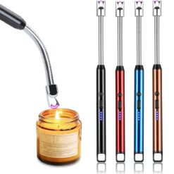 GADGETSWEAR Rechargeable Electric Candle Lighter with Flexible Neck, USB Arc Lighter for Candles, Gas Stoves, and - Windproof, Flameless, Safe, and Durable Available in Black, Red, Blue, and Copper