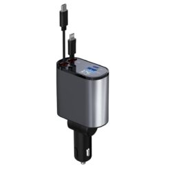 4-in-1 Retractable Car Charger, 120W Super Fast Charging