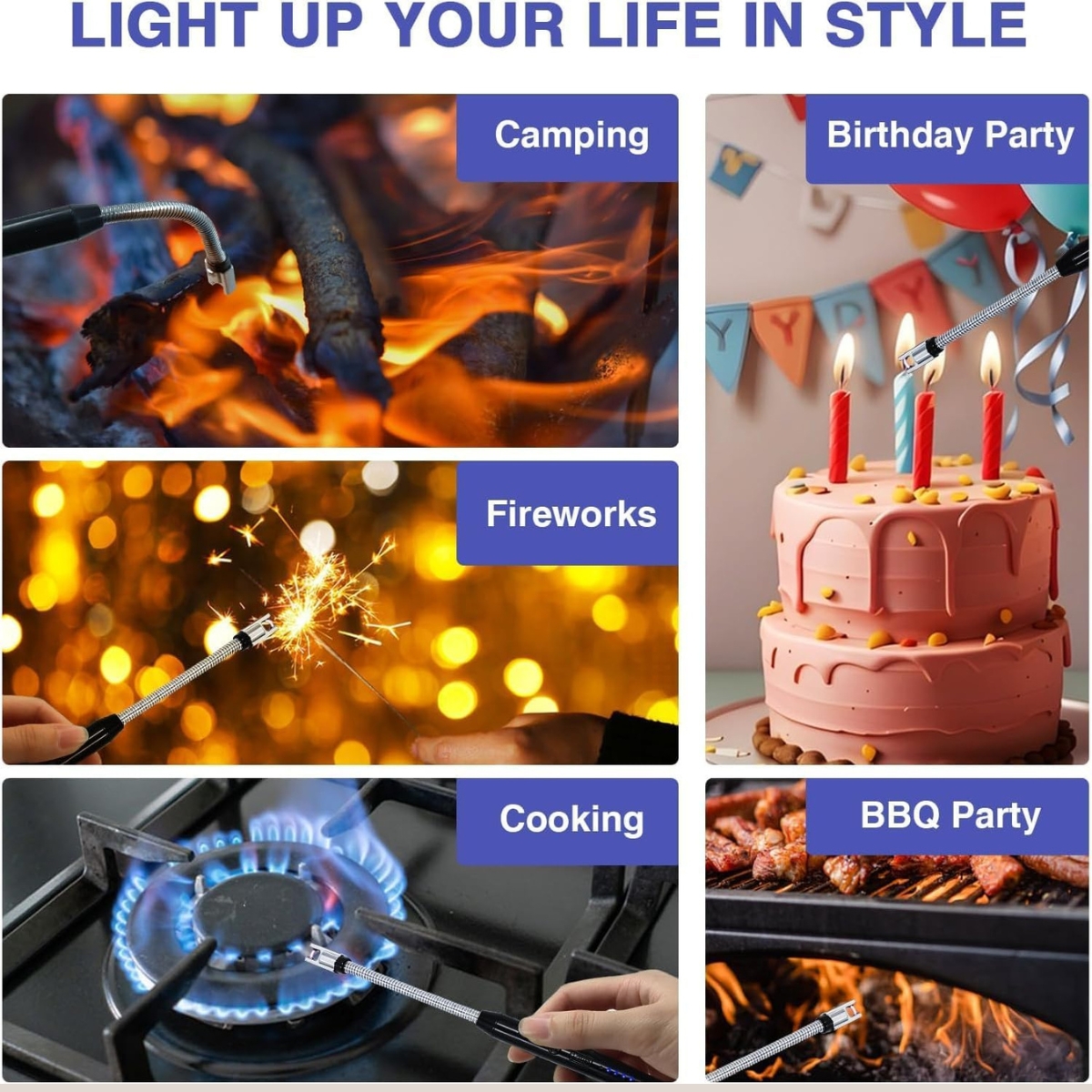 GADGETSWEAR Rechargeable Electric Candle Lighter with Flexible Neck, USB Arc Lighter for Candles, Gas Stoves, and - Windproof, Flameless, Safe, and Durable Available in Black, Red, Blue, and Copper - Image 9
