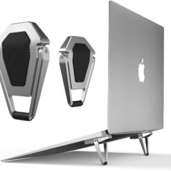 GADGETSWEAR Mini Adjustable Metal Laptop Stand, Vertical Portable Riser, Foldable with Anti-Slip Silicon Feet