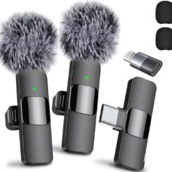 Wireless Microphone for Youtubers, Vlogging, Singing with Noise Cancelling, Karaoke Mic, Camera & Phone Recording, Portable Clip-On, Collar/Lavalier Design & Bluetooth Condenser Mic