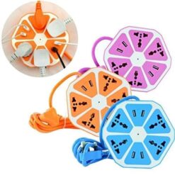 GADGETSWEAR Heavy Duty Hexagon Shaped Electrical Extension Board, Multi Plug USB Ports, 2 Meter Long Wire Cable for Home, Office, Surge Protection, 4 Safety Power Sockets (Multicolour Available) Visit the GADGETSWEAR Store