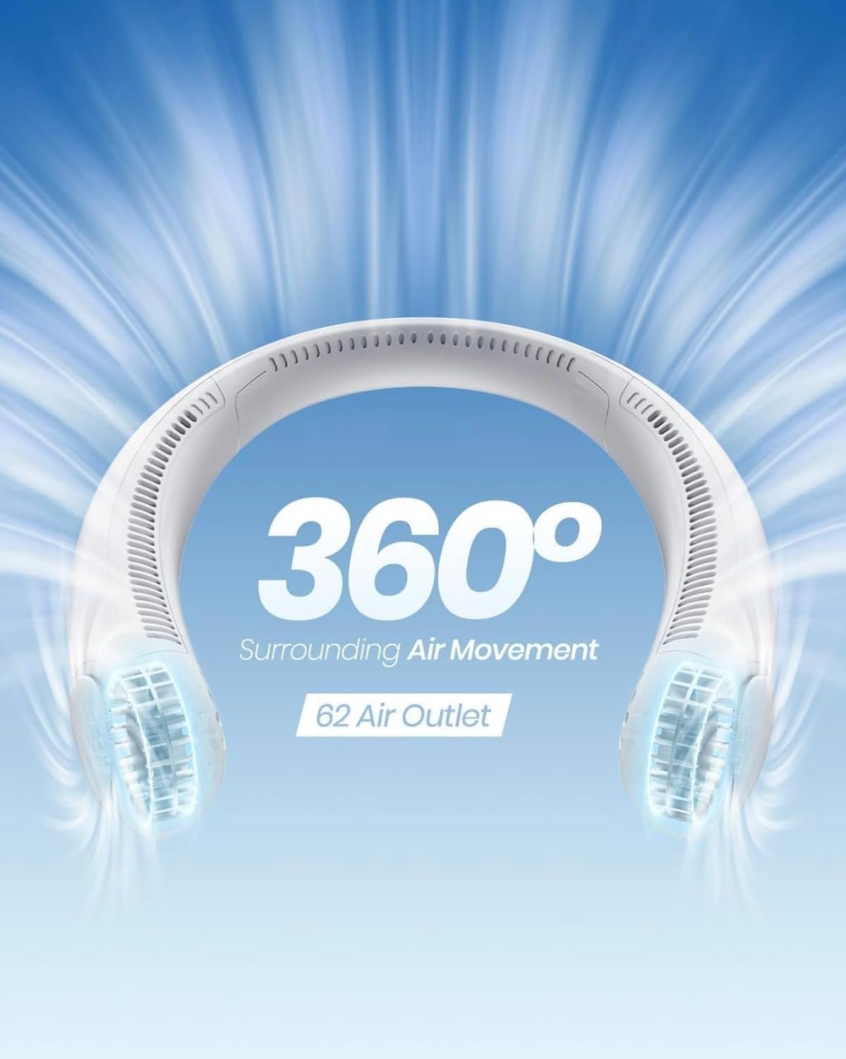 GADGETSWEAR Portable Neck Band Fan, Hands Free Bladeless Rechargeable Air Cooling Fans, High Speed, Adjustable Wearable Portable Design for Home, Office, Travel, Indoor & Outdoor, No Hair Twisting - Image 5