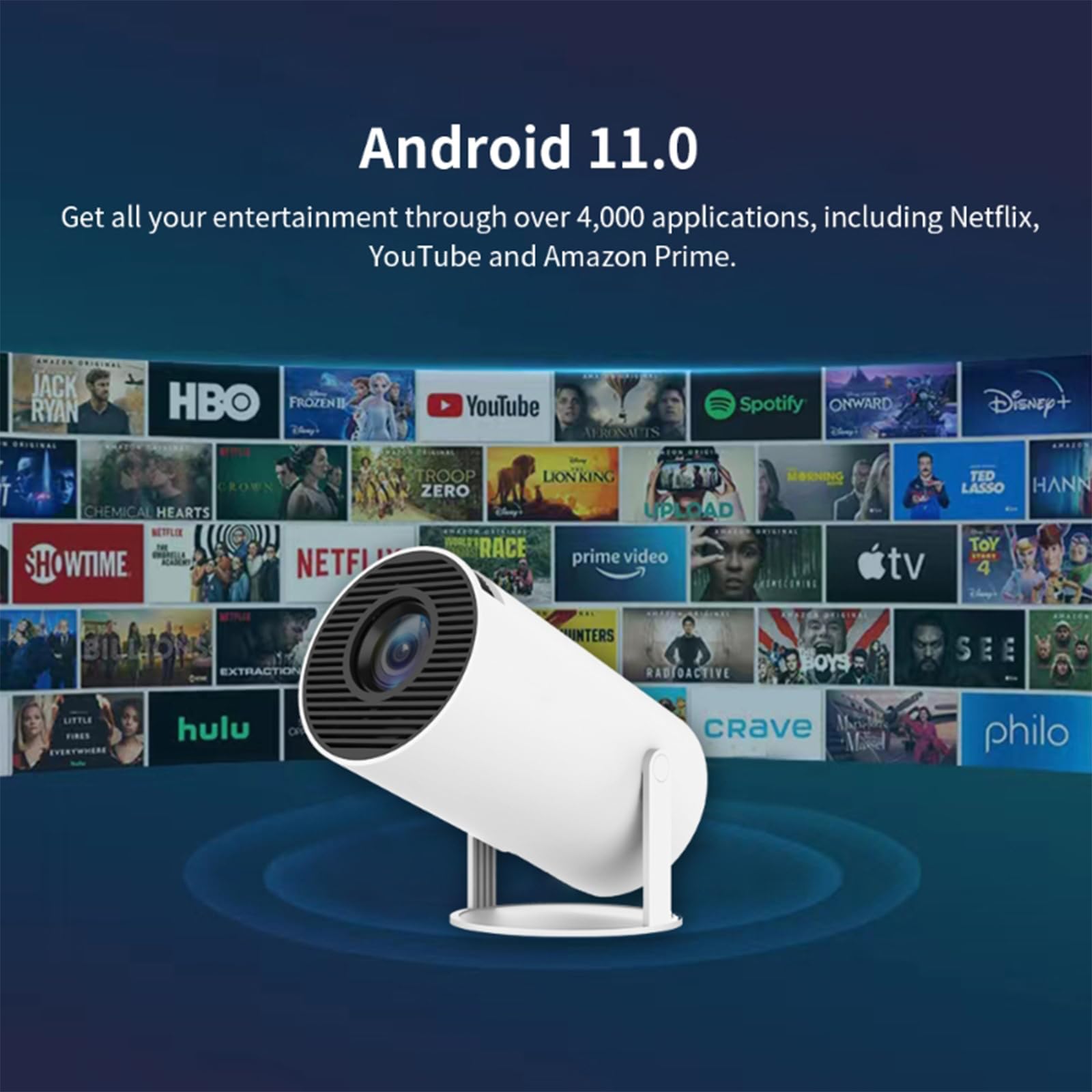 Smart Projector, 4K Ultra HD Support, Home Theatre Cinema, Portable Portronics Holographic Screens Lumen,180° Rotatable Design, Auto 4D Keystone, Netflix, Prime, YouTube Compatible - Image 4