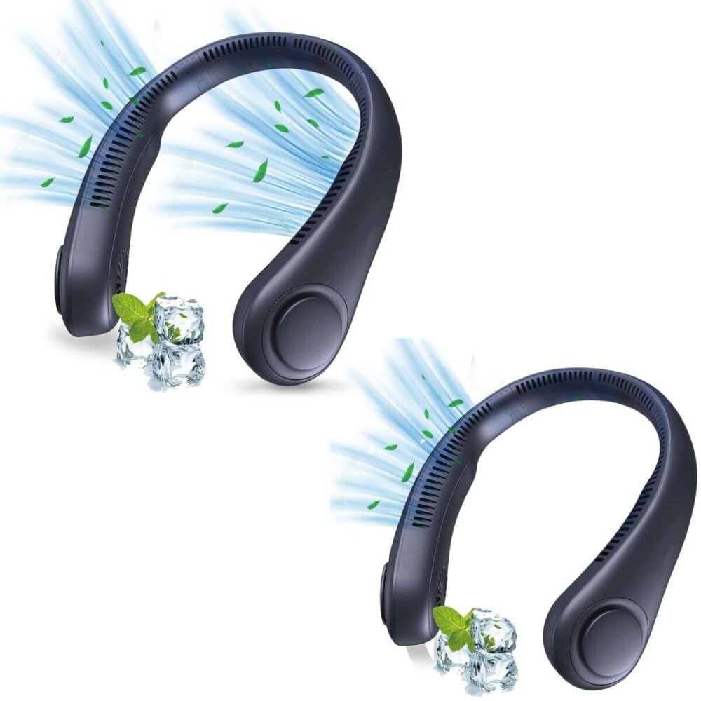 GADGETSWEAR Portable Neck Band Fan, Hands Free Bladeless Rechargeable Air Cooling Fans, High Speed, Adjustable Wearable Portable Design for Home, Office, Travel, Indoor & Outdoor, No Hair Twisting - Image 2