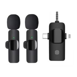 Wireless Lavalier Microphone for iPhone, Android, Camera – 3-in-1