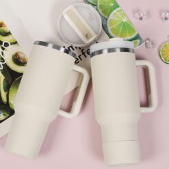 Sipper Water Bottle for Kids, Adults Stanley Tumbler with Straw, Coffe Mug, Gym Steel Hot & Cold Flask,One LTR Glass Lid Leakproof Cute Mug,Stainless Cup Juice for Office with Handle