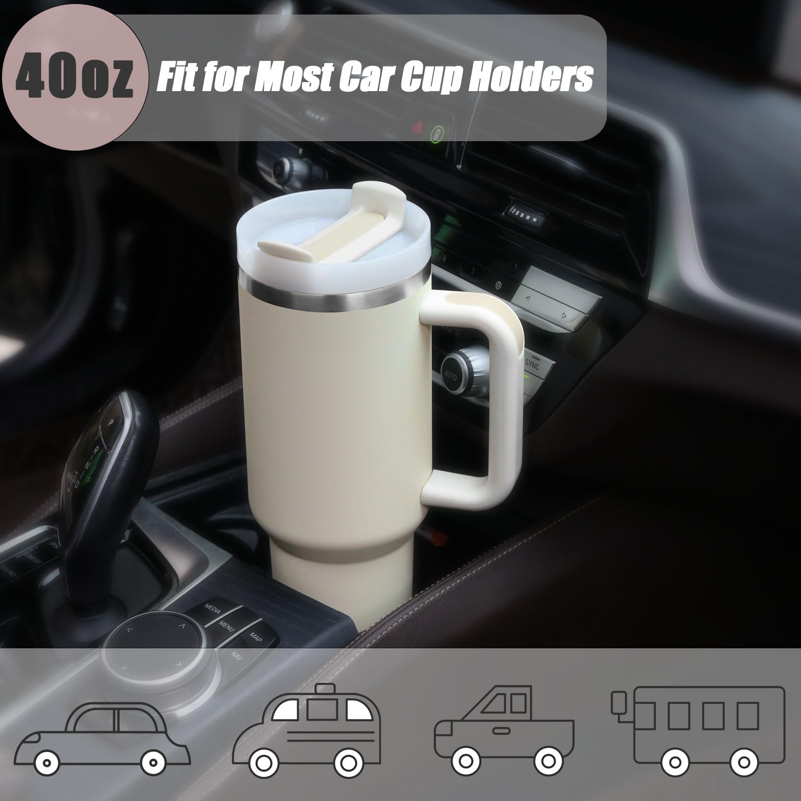 Sipper Water Bottle for Kids, Adults Stanley Tumbler with Straw, Coffe Mug, Gym Steel Hot & Cold Flask,One LTR Glass Lid Leakproof Cute Mug,Stainless Cup Juice for Office with Handle - Image 5